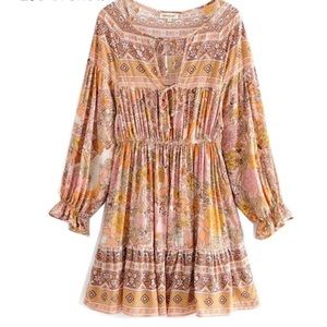 Gypsy Boho Amethyst Mini Tunic Dress Floral Blush wildflower free spirit hippie